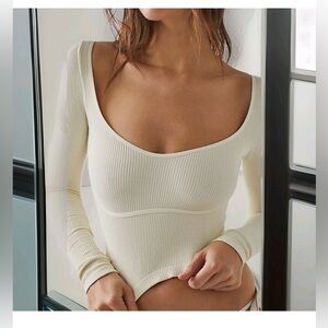 Free People Intimately Women’s Meg Seamless Rib Cream Crop Top Sz XS-S NWT